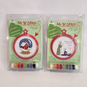 Set of 2 Bucilla My 1st Stitch Ornament Kit Cross Stich‎ #86224 #86227 Christmas